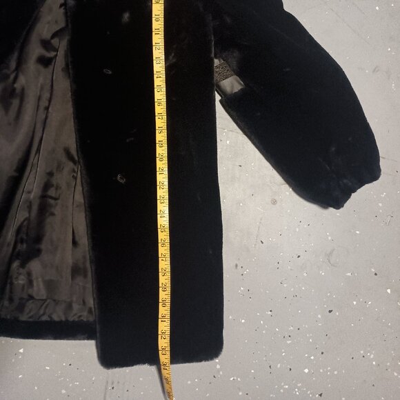 1940's Style- Black Velvety Winter Coat- Size Medium - Picture 8 of 11